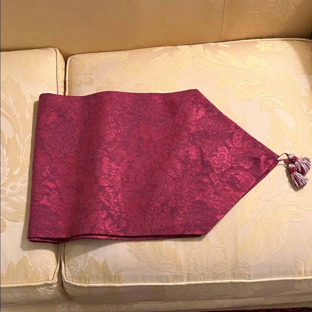 Elegant Red Table Runner with Tassel